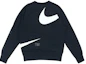 Lookbook Nike Swoosh FT Crew Retro Logo Print Pullover Sweatshirt Black Spring DD6097-010