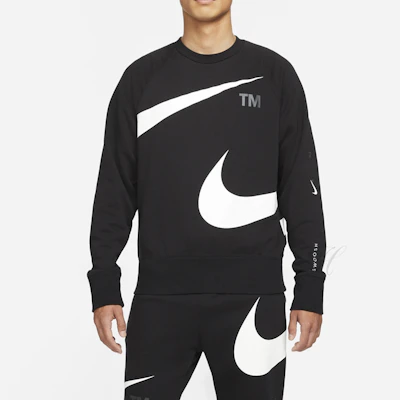 Nike Swoosh FT Crew Retro Logo Print Pullover Sweatshirt Black Spring DD6097-010 Purchase Nike Swoosh FT Crew Retro Logo Print Pullover Sweatshirt Black Spring DD6097-010