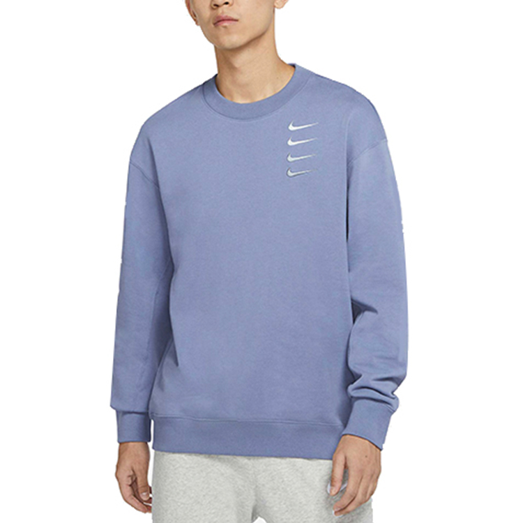 Shop Nike Swoosh Gradient French Terry Crewneck Sweatshirt Indigo Blue DB9408-412