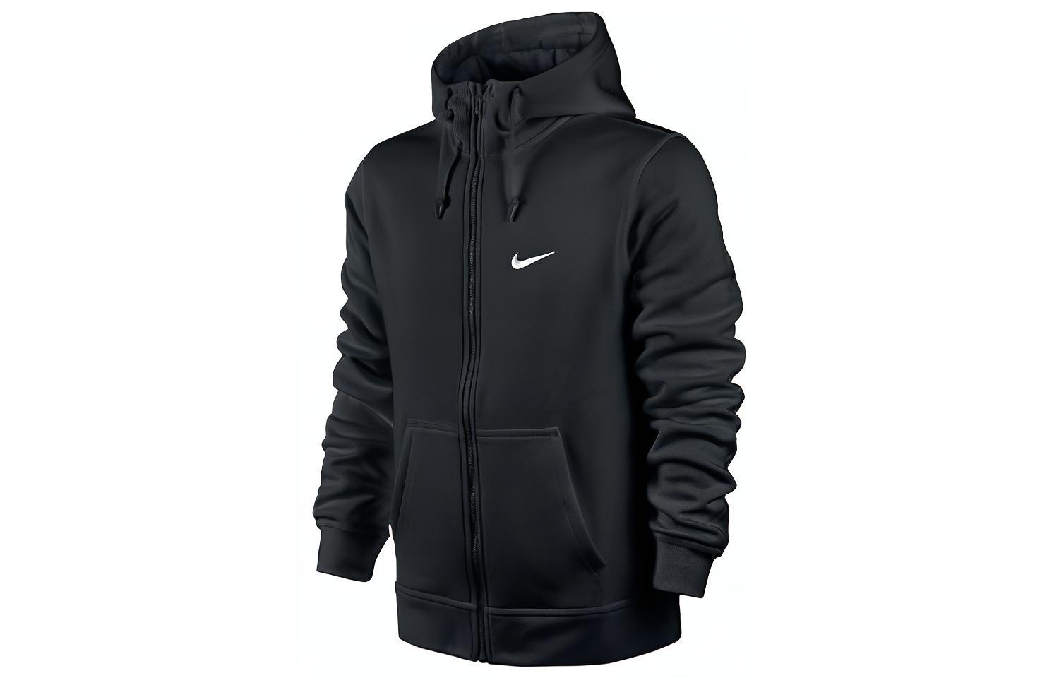 Nike Swoosh Logo Fleece-Lined Hoodie Jacket Men’s Black 623451-010