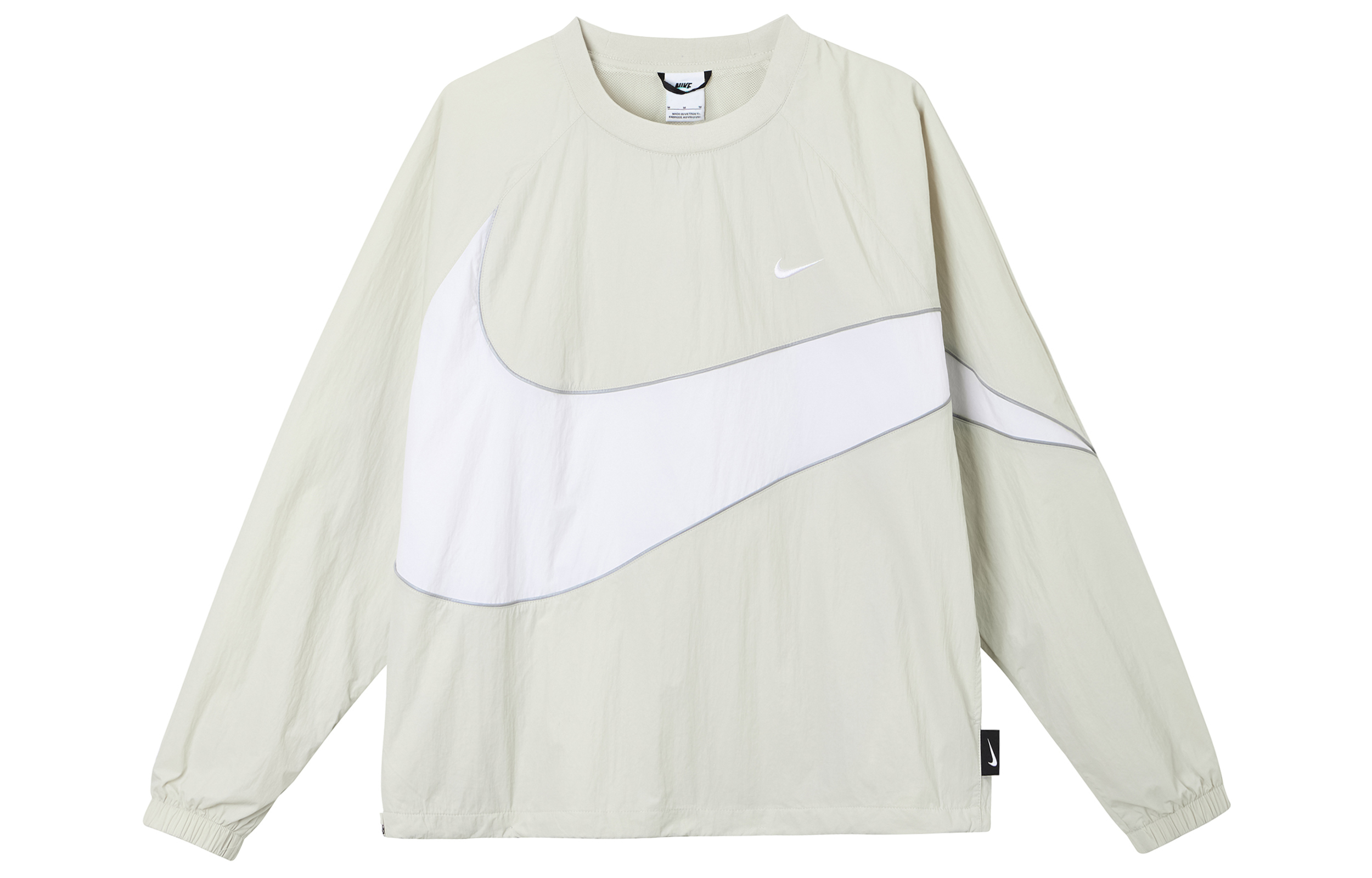 Nike Swoosh Pullover Sweatshirt Pale Bone with Contrast Logo Print DX0661-072