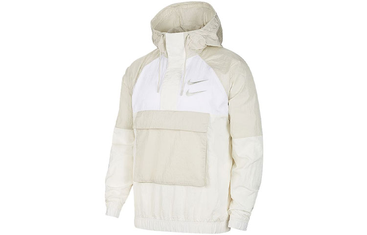 Nike Swoosh Woven Hooded Jacket White Casual Sportswear Spring Edition DJ0477-072