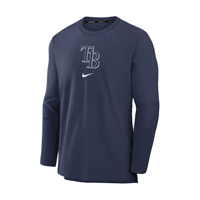 Nike Tampa Bay Rays Authentic Collection Player Logo Crewneck Jacket Navy Blue 015C160NRAY-5Z2