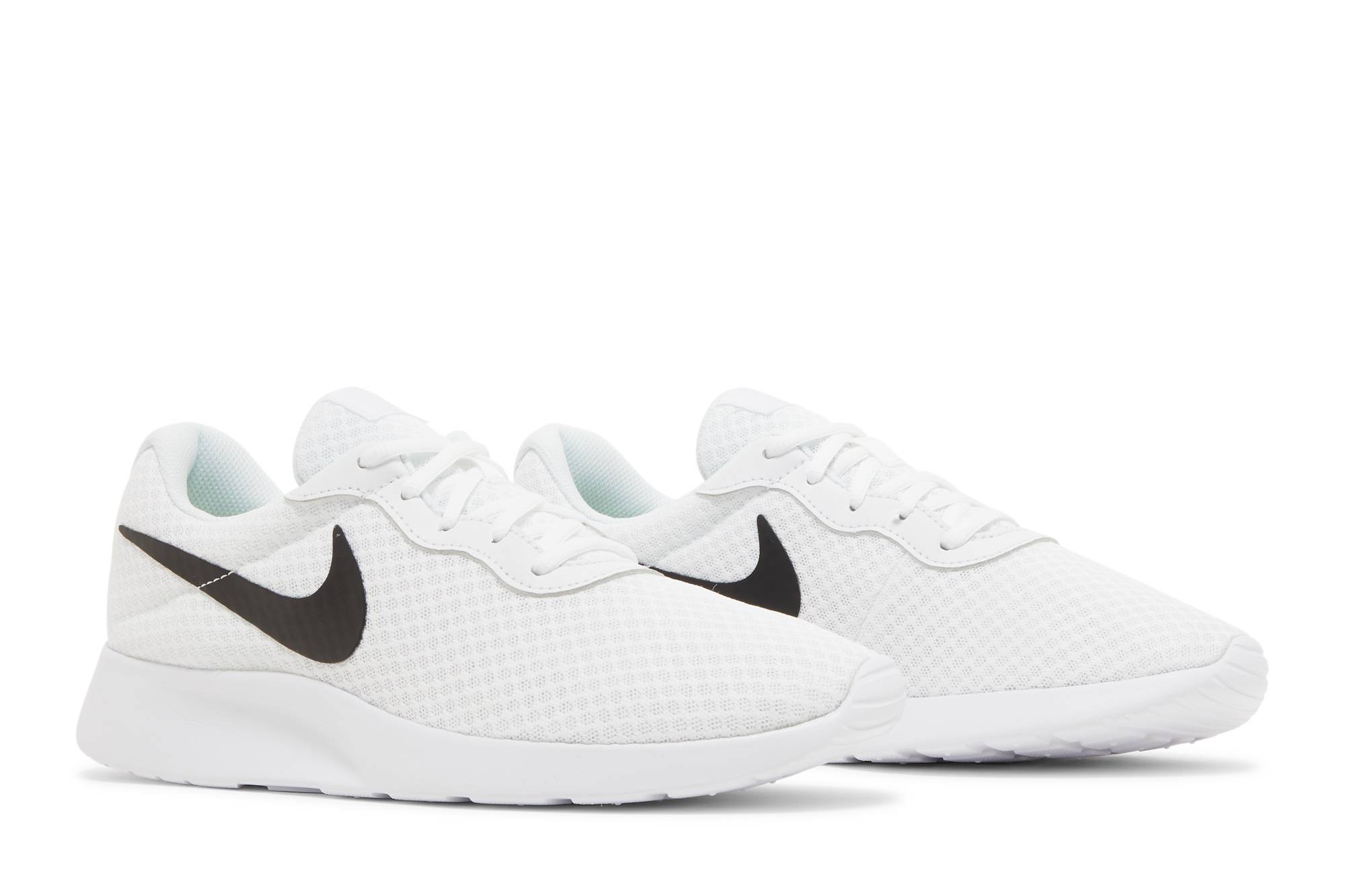 Nike tanjun white with black swoosh best sale