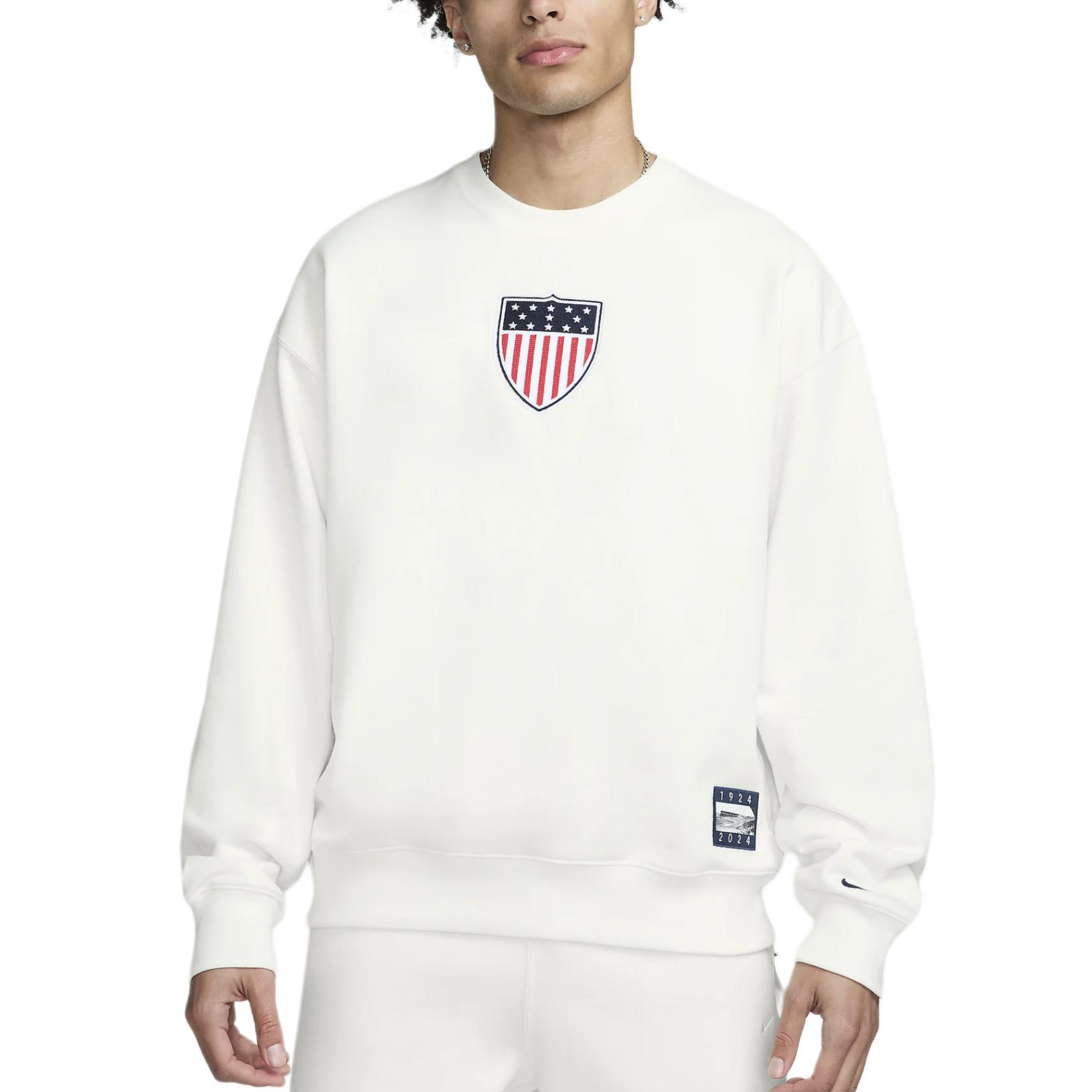 Nike Team USA Solo Swoosh Fleece Crewneck Sweatshirt Sail/Obsidian FN1136-133