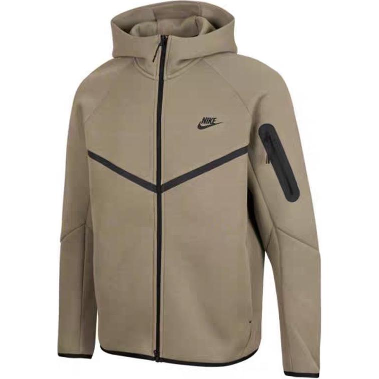 Nike Tech Fleece Full Zip Hoodie Brown Casual Jacket with Logo HV0950-320