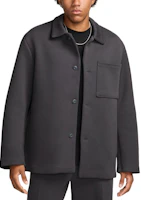 Nike Tech Fleece Shacket Embroidered Solid Button-Up Jacket Anthracite FZ7566-060 Nike Tech Fleece Shacket Embroidered Solid Button-Up Jacket Anthracite FZ7566-060