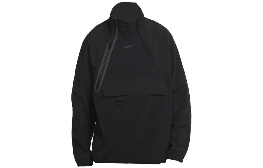 Order 나이키 테크팩 하이넥 재킷 블랙 솔리드 로고 프린트 아우터웨어. DC6988-010