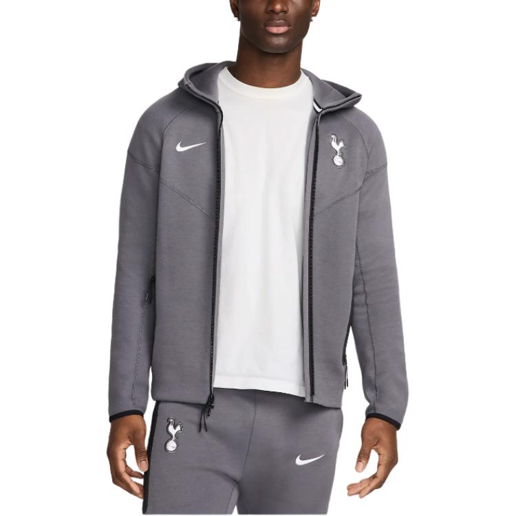 Nike Tech Windrunner Full-Zip Hoodie Jacket Dark Gray Colorblock Logo FZ4246-021