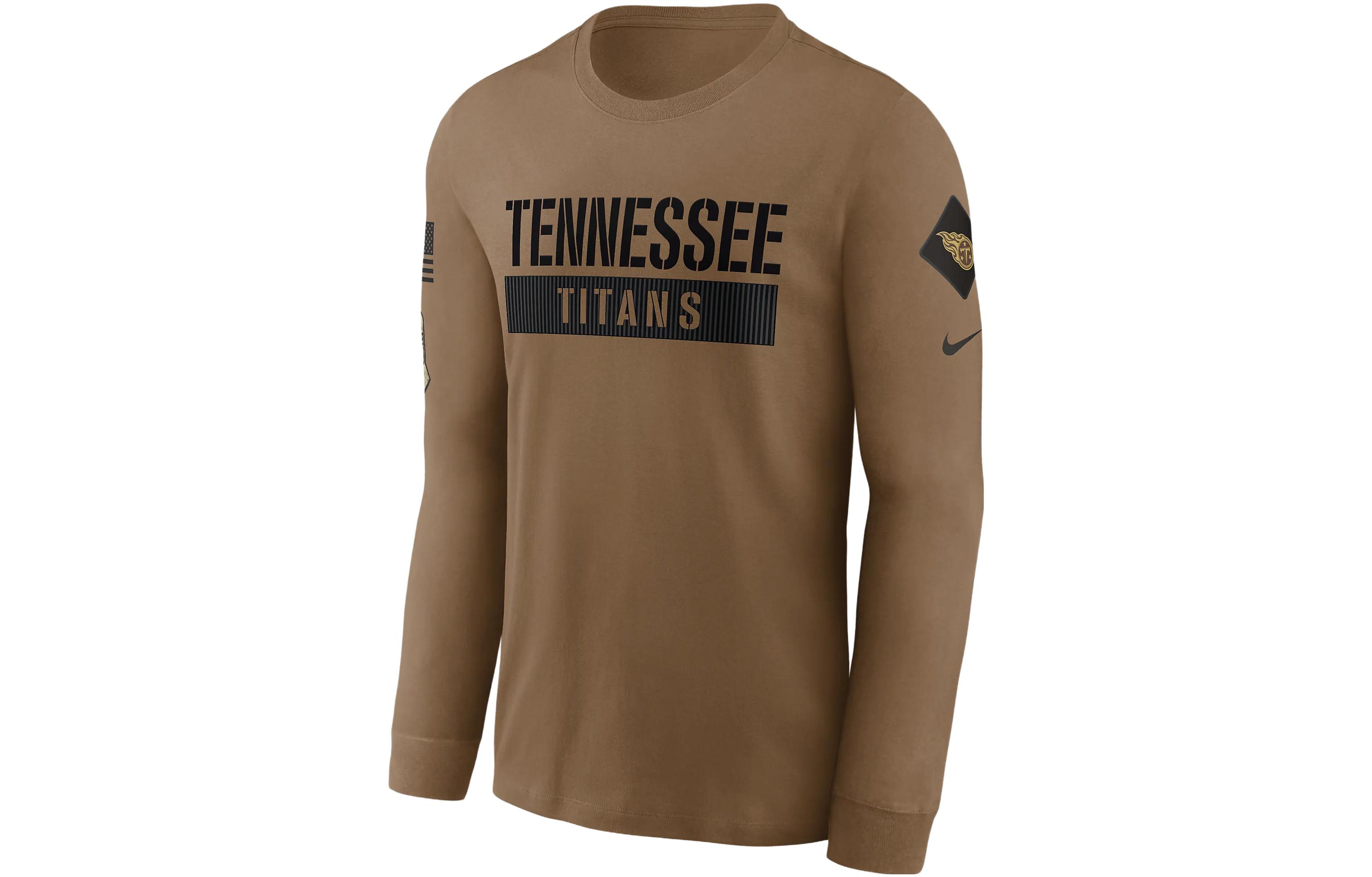 Nike Tennessee Titans Salute to Service NFL Brown Long-Sleeve Crewneck Tee Men NKAC2EAA2W-95D