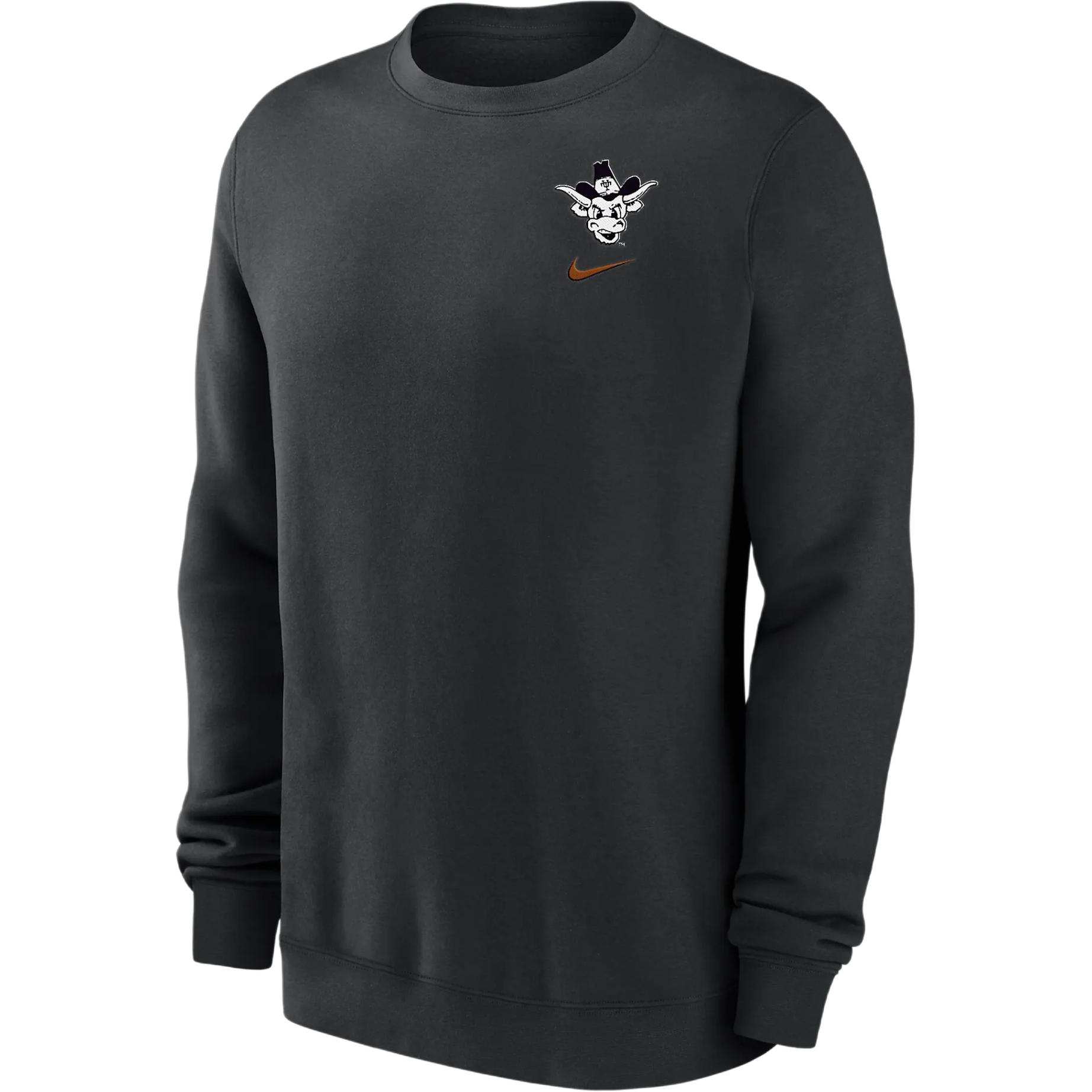 Nike Texas Club Fleece Logo Sweatshirt Black Men’s Crewneck Sports Pullover M337781291-TEX