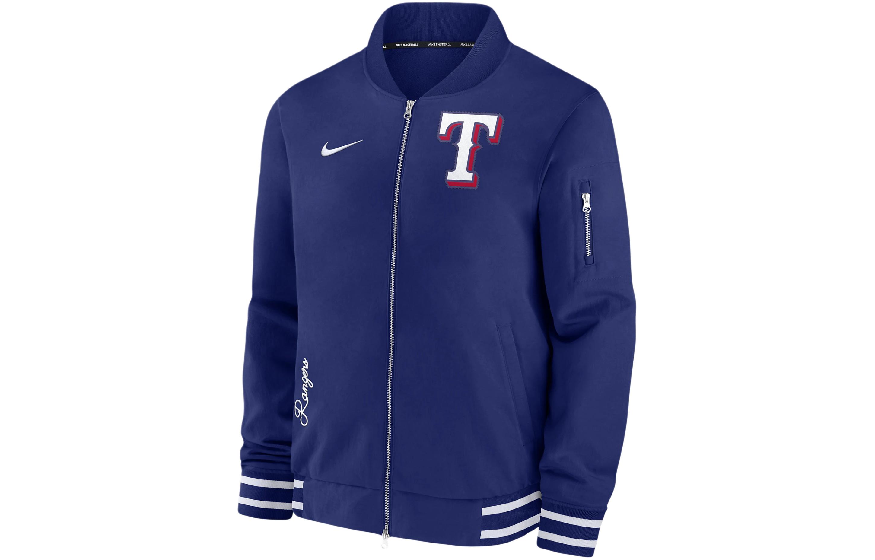 Nike Texas Rangers Authentic Collection Blue Logo Print Jacket 015D03BPTER-132