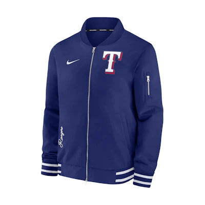 Nike Texas Rangers Authentic Collection Blue Logo Print Jacket 015D03BPTER-132