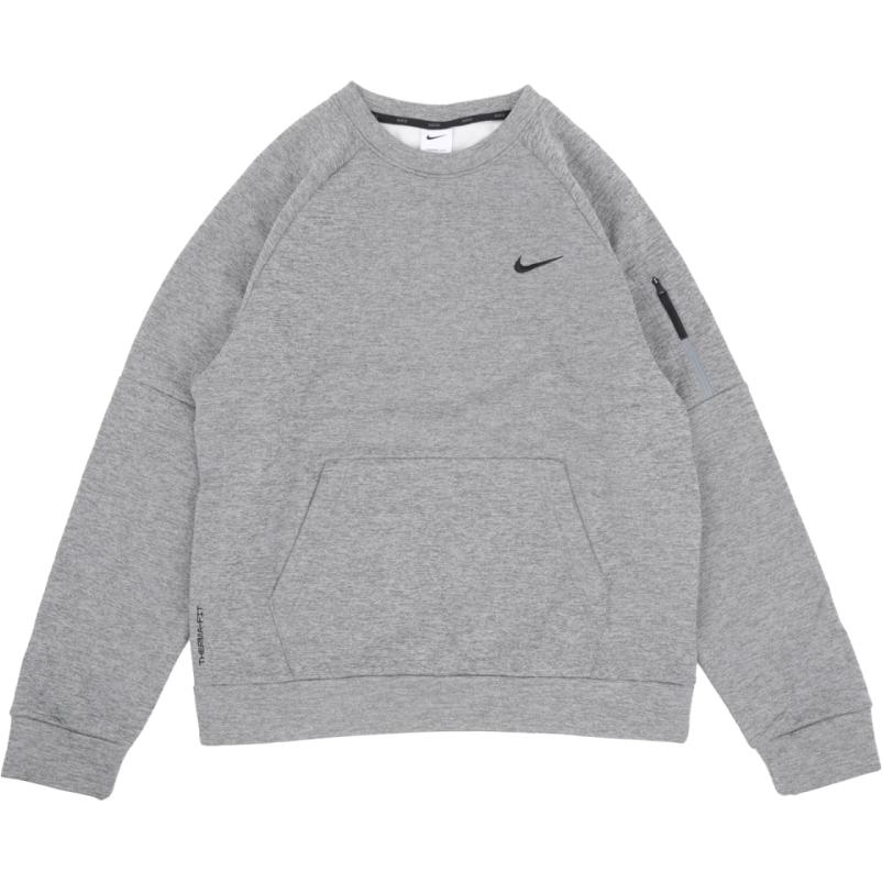 Nike Therma-FIT Crewneck Pocket Sweatshirt Grey Mens Casual Pullover FB8506-063