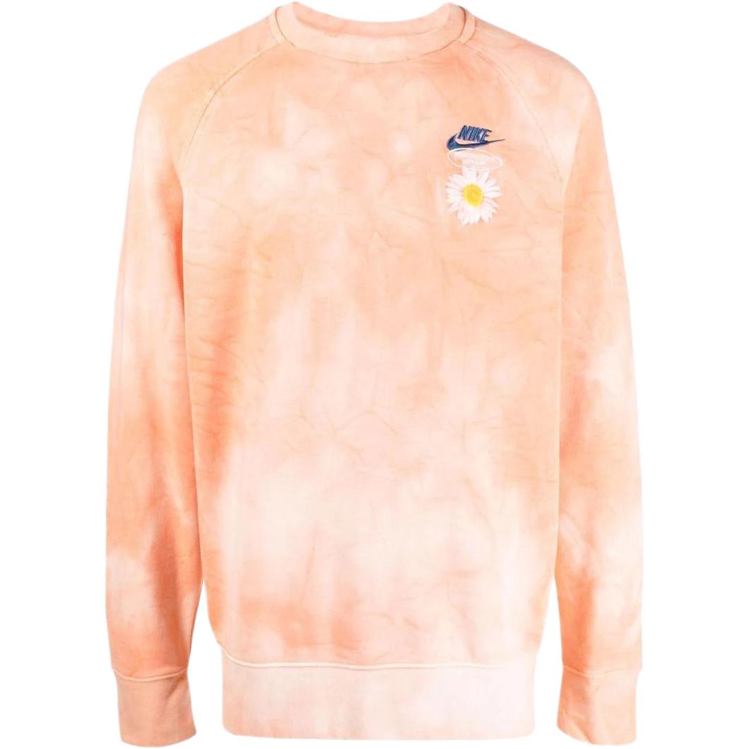Nike Tie-Dye Logo Embroidered Long-Sleeve Sweatshirt Orange DM5010-693