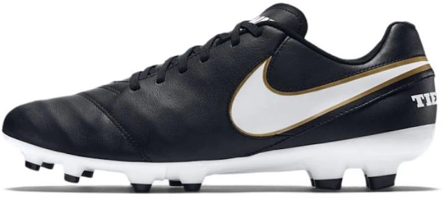Nike Tiempo Genio II Cuir FG ''Noir Blanc Or'' 819213-010 Buy Nike Tiempo Genio II Cuir FG ''Noir Blanc Or'' 819213-010