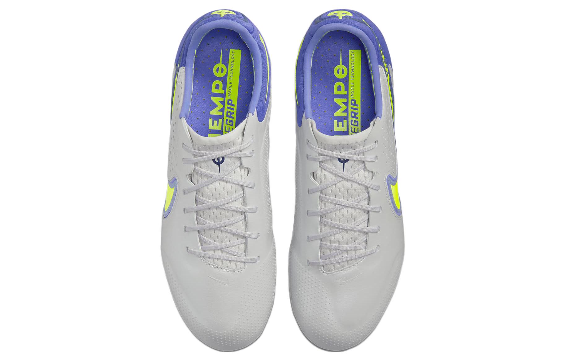 Nike Tiempo Legend 9 Elite HG Hard Ground Low-Top Soccer Shoes Grey/Blue/Green 圖 4