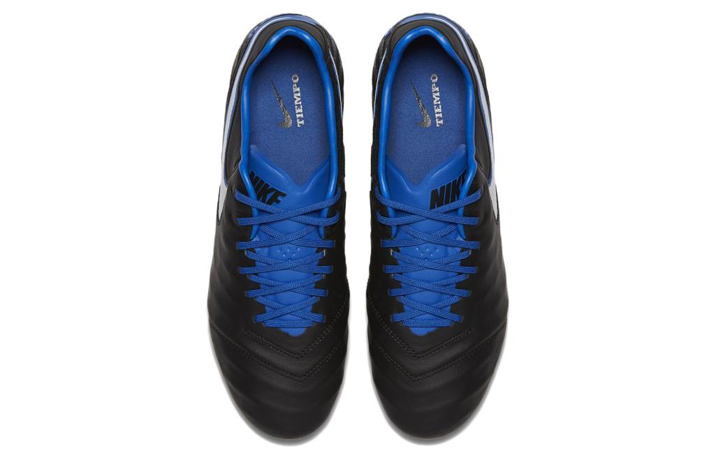 Shop Nike Tiempo Legend VI FG Terrain Ferme Noir Bleu 819177-014