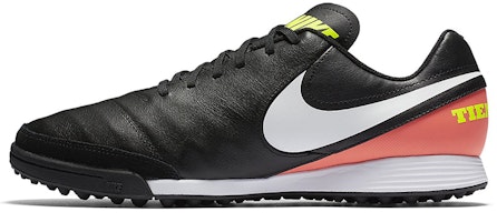 Nike TiempoX Genio 2 Leather TF 'Black Orange Volt' 819216-018 Nike TiempoX Genio 2 Leather TF 'Black Orange Volt' 819216-018