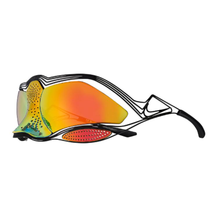 Nike Titanium Irregular Sunglasses Black Unisex Couple Style with Hollow Design EV24022-008