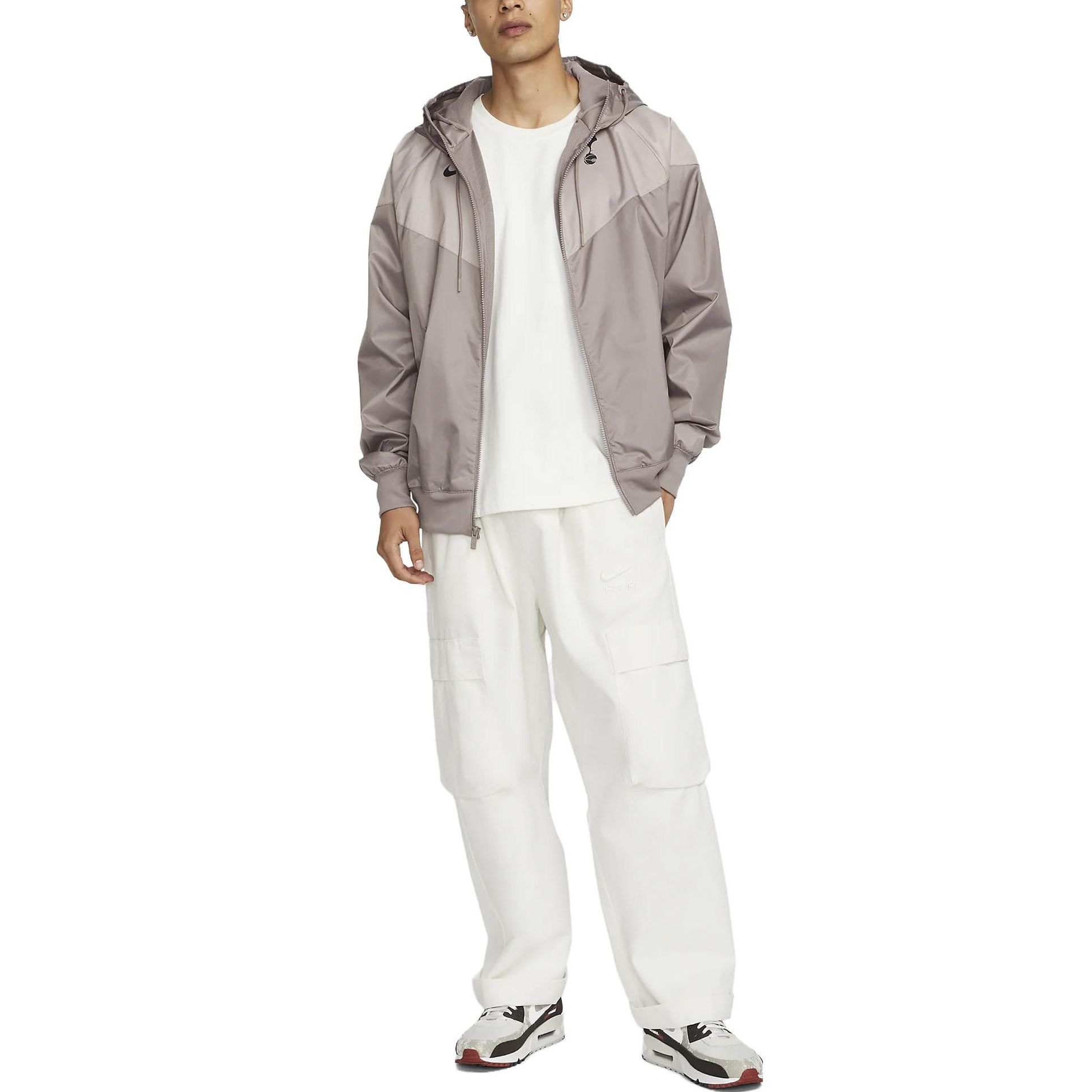 Shop Nike Tottenham Hotspur Essentials Windrunner Hooded Football Jacket Grey Beige  FD8375-272
