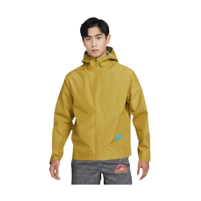 Nike Trail GTX Waterproof Hooded Running Jacket Moss Gold/Laser Blue DM4660-382