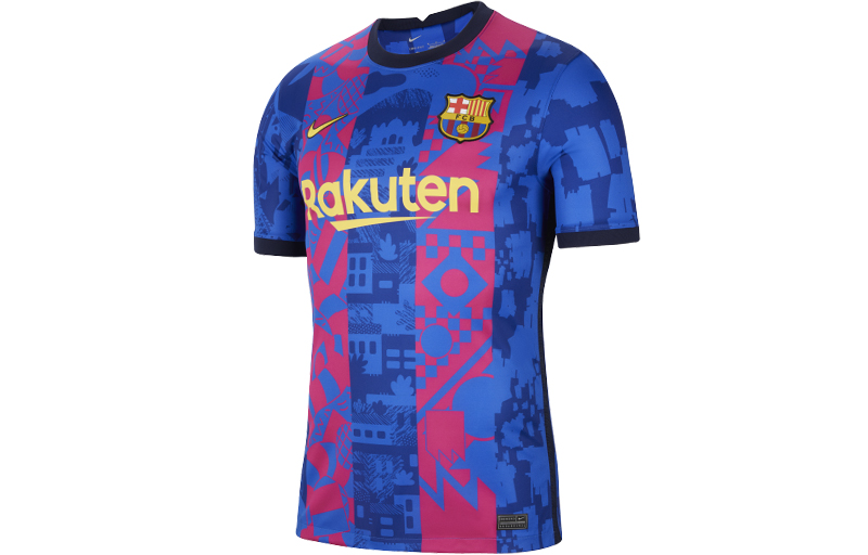 Nike Training Retro Short Sleeve Soccer Jersey SW Fan Edition 21-22 Barça Blue Men DB5896-406