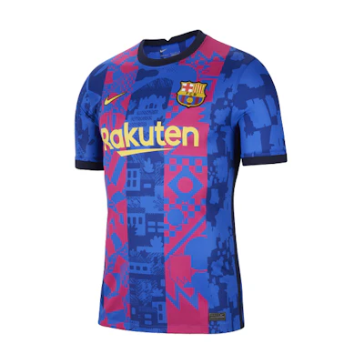 Nike Training Retro Short Sleeve Soccer Jersey SW Fan Edition 21-22 Barça Blue Men DB5896-406