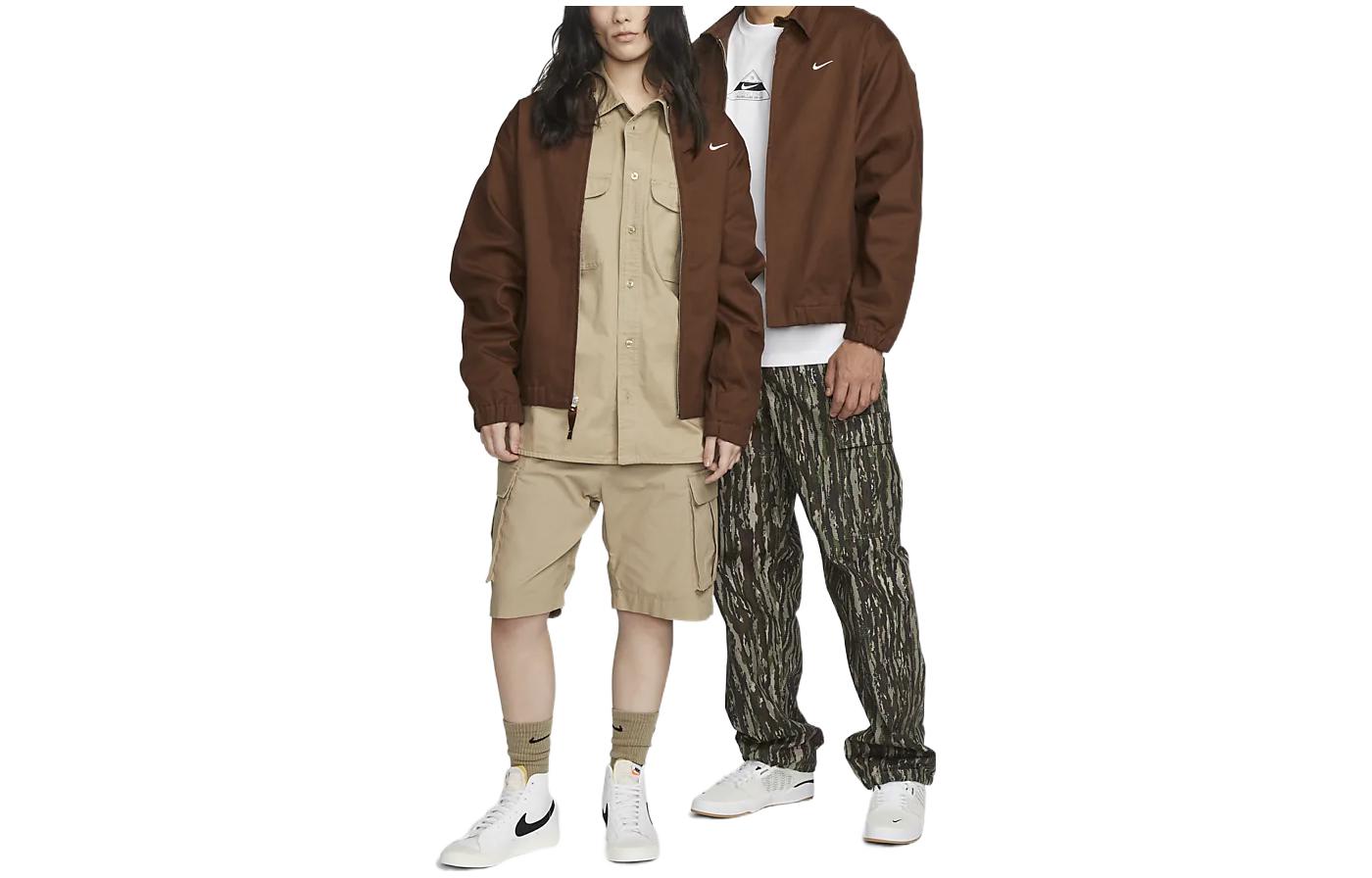 Order Nike Unisex Brown Solid Logo Casual Polo Jacket DQ6335-259
