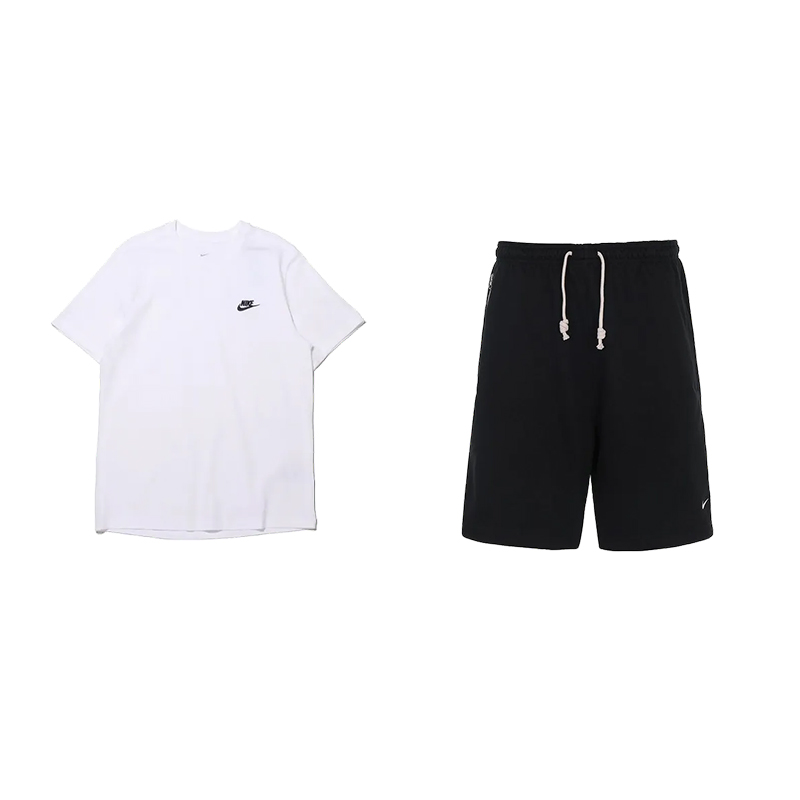 Nike Unisex Casual Crewneck T-Shirt and Shorts Athletic Set. AR4999-101+DQ5713-010