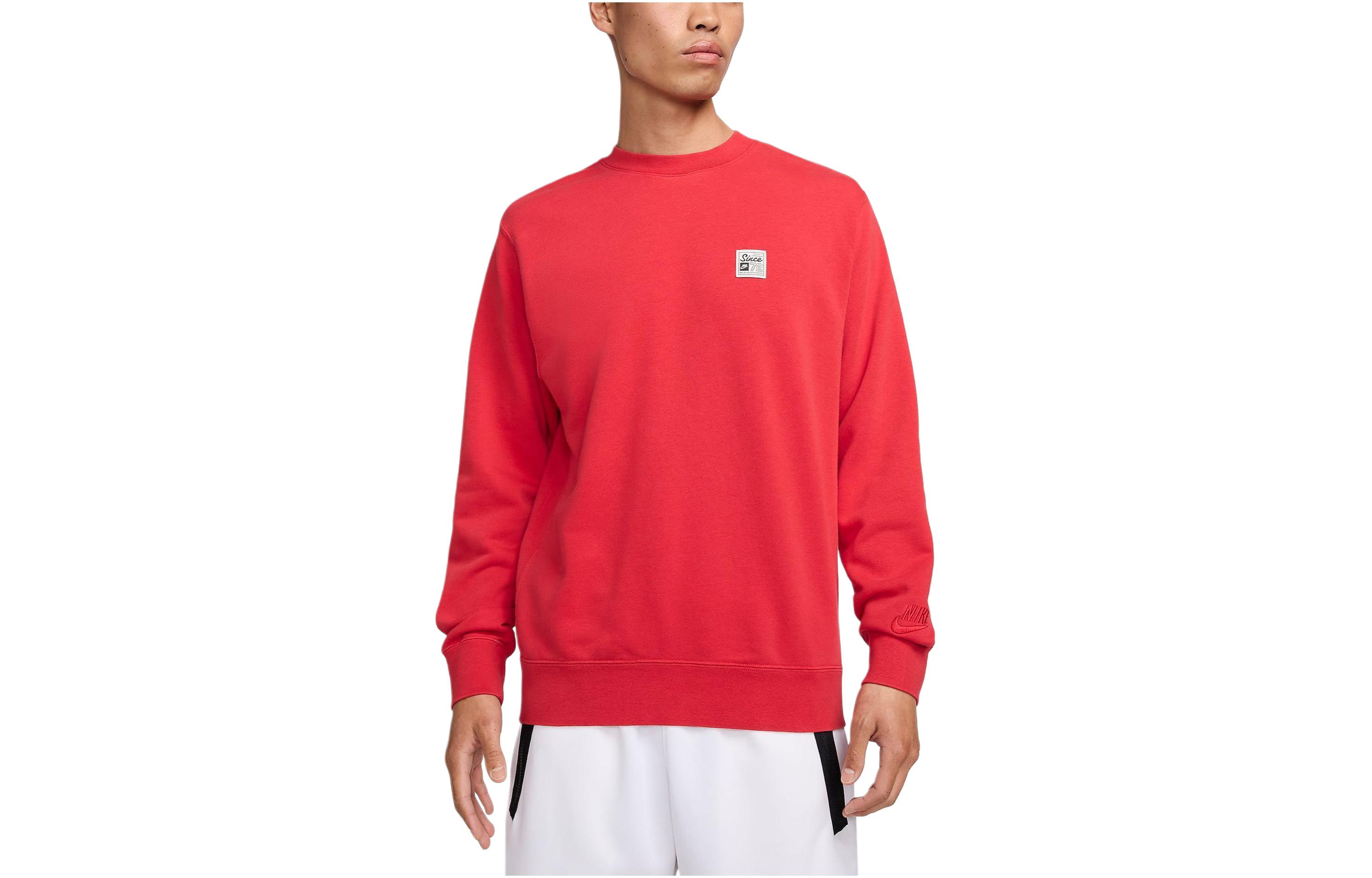 Nike University Red High Neck Flannel Logo Crewneck Long Sleeve Shirt HF5535-657