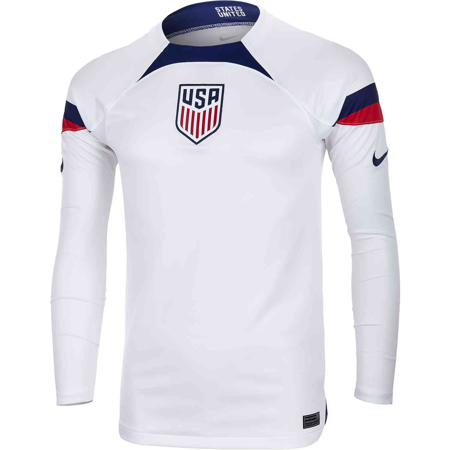 Nike USA Home Long-Sleeve Soccer Jersey Fan Version White 2022/23 Qatar World Cup DN0673-101