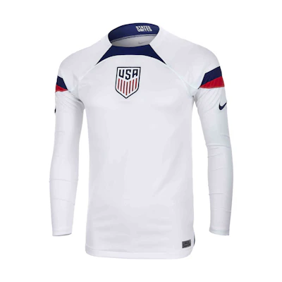 Nike USA Home Long-Sleeve Soccer Jersey Fan Version White 2022/23 Qatar World Cup DN0673-101