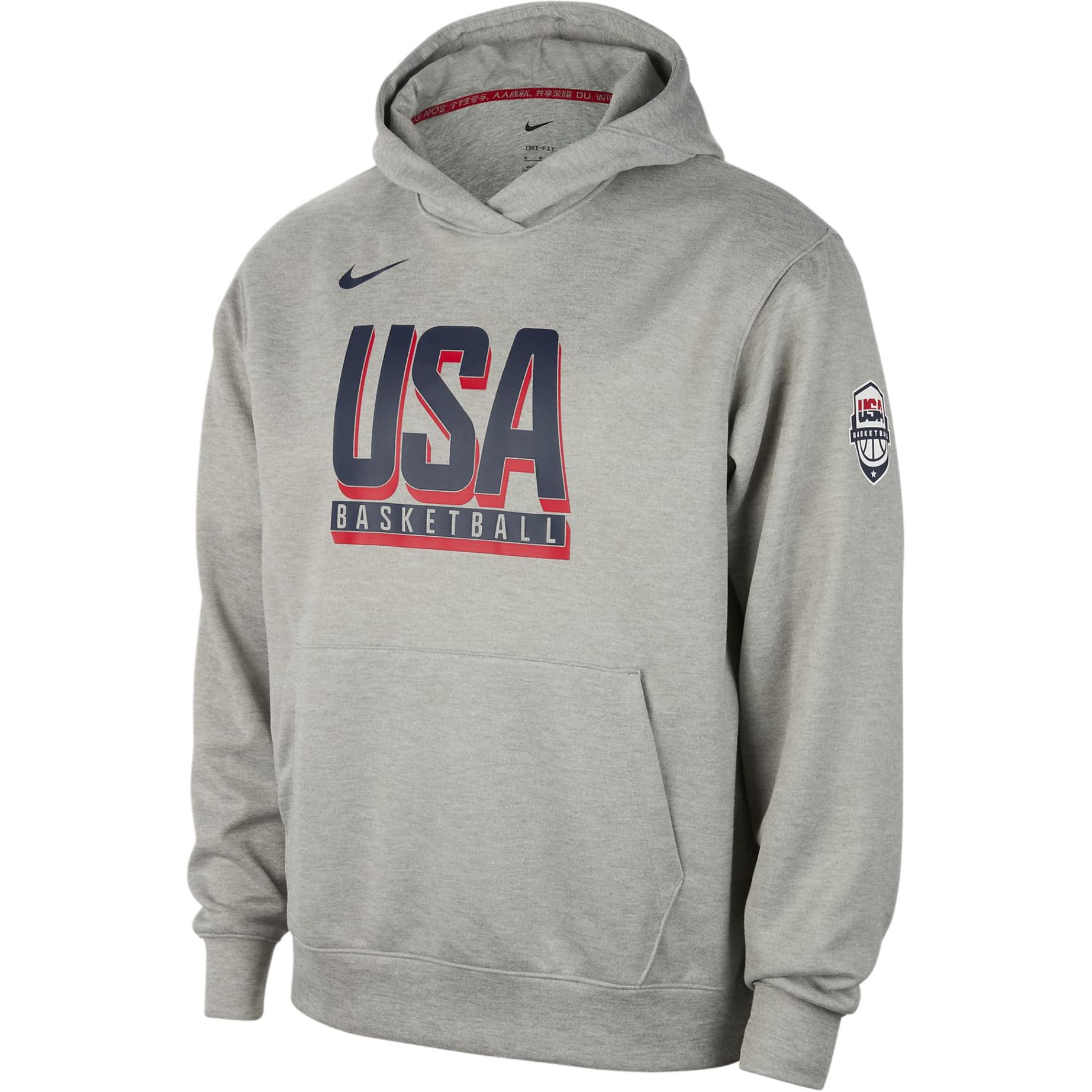 Nike USA Olympic Basketball Hoodie  Deep Gray Sweat-Wicking Loose Fit FQ0308-063