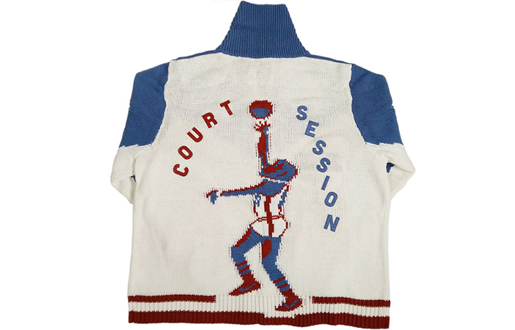 Lookbook Nike Varsity Knit Patch Zip Cardigan Sweater Blue White - US Edition BV4615-110