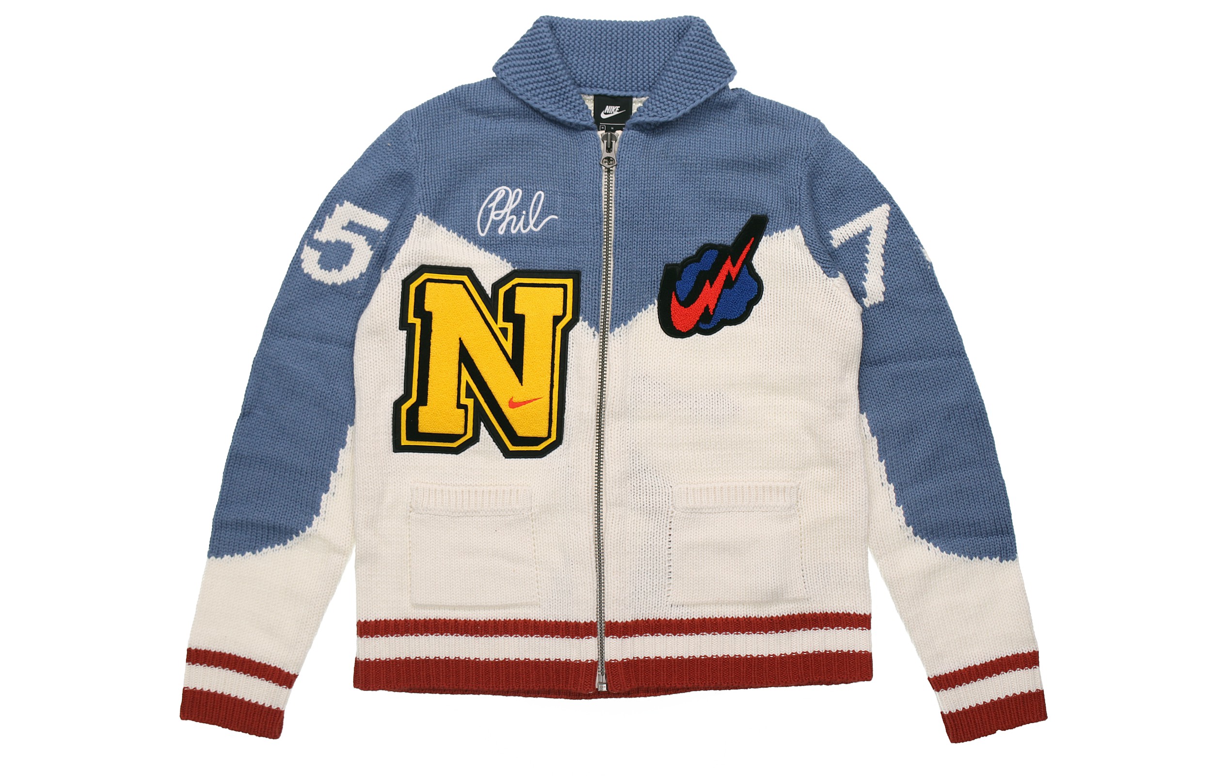 Order Nike Varsity Zip-Up Knit Cardigan Sweater Asia Blue/White BV4616-110