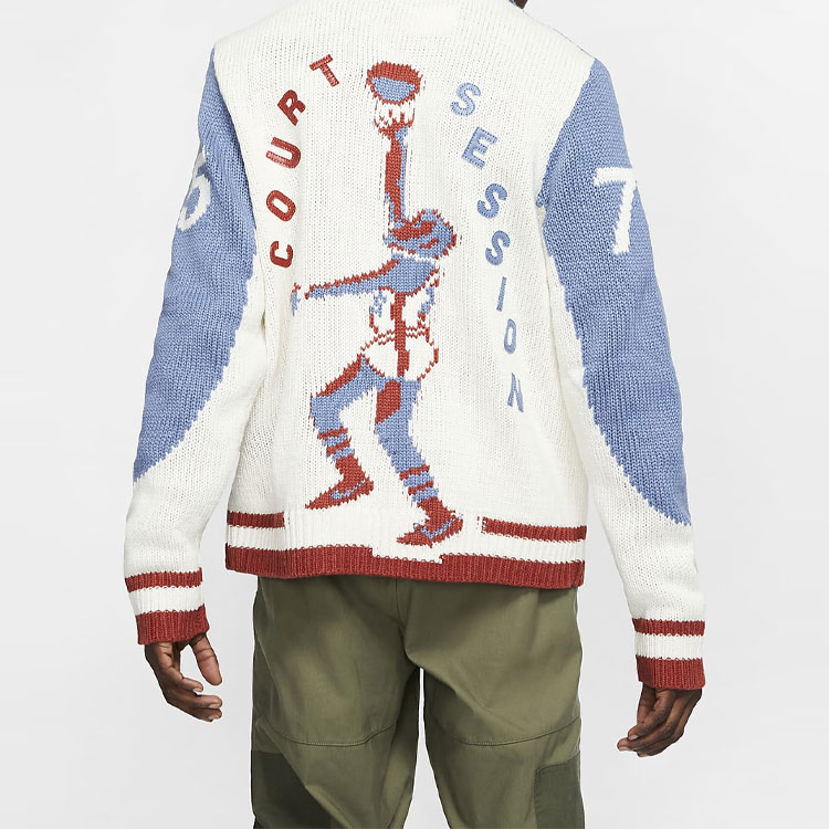 Details for Nike Varsity Zip-Up Knit Cardigan Sweater Asia Blue/White BV4616-110