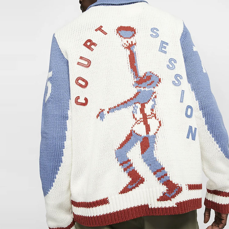 Cheap Nike Varsity Zip-Up Knit Cardigan Sweater Asia Blue/White BV4616-110