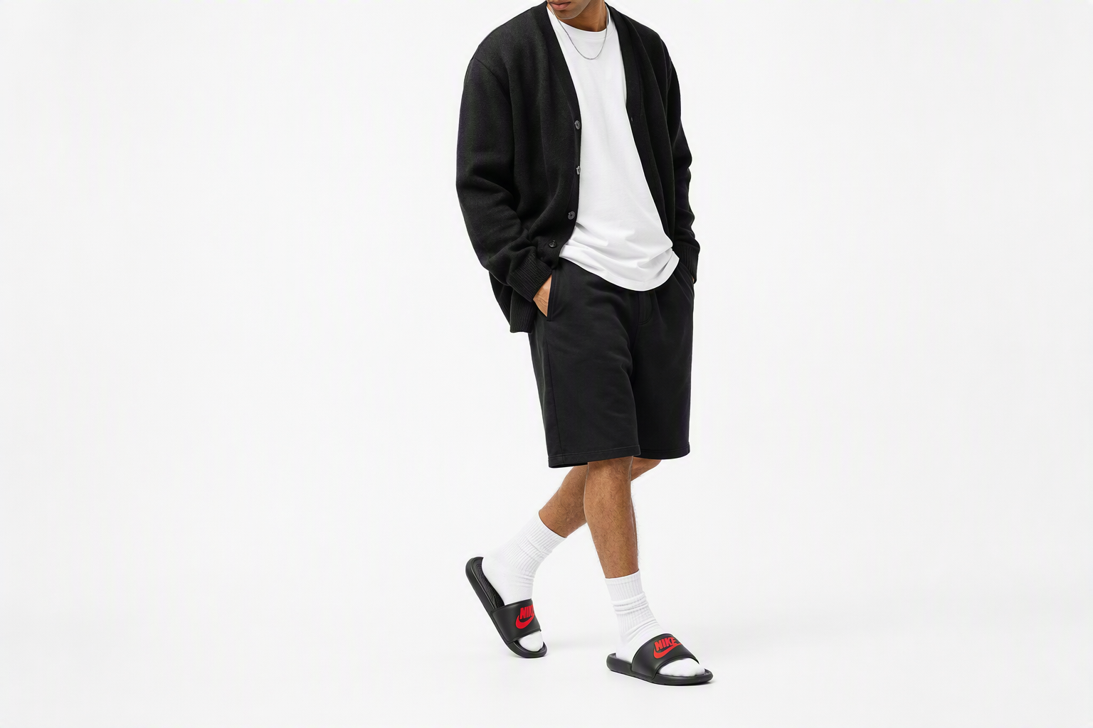 Order Nike Victori One 黑紅 拖鞋
