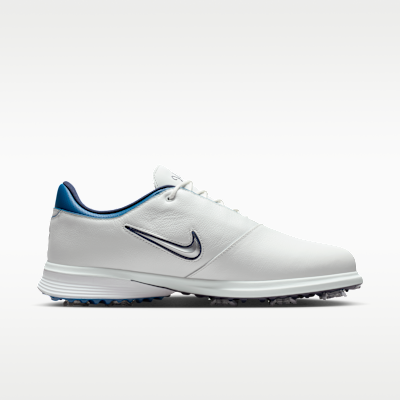 Lookbook Zapatos de Golf Nike Victory Tour 4 Blanco Summit/Azul Corte/Plateado Metálico FZ4155-103