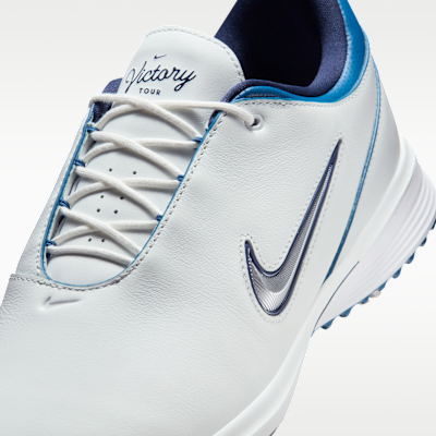 Cheap Zapatos de Golf Nike Victory Tour 4 Blanco Summit/Azul Corte/Plateado Metálico FZ4155-103