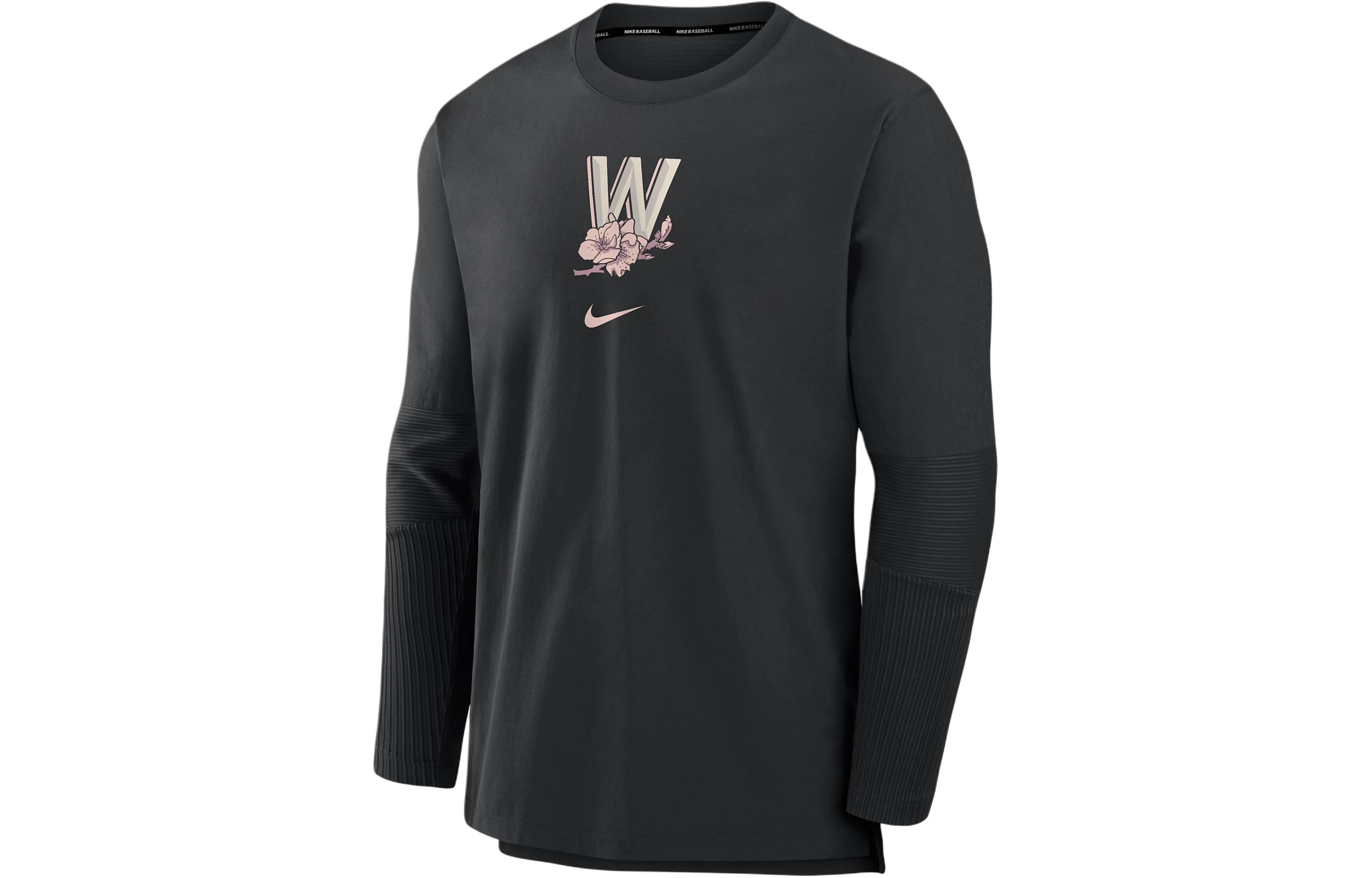 Nike Washington Nationals Authentic Collection Logo Crewneck Jacket Black Mens 015C912ZWTL-FFM
