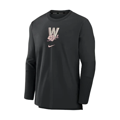 Nike Washington Nationals Authentic Collection Logo Crewneck Jacket Black Mens 015C912ZWTL-FFM