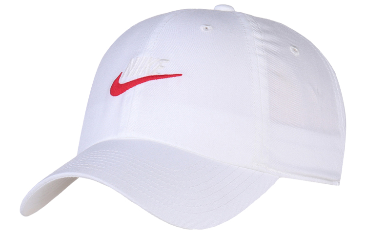 Nike White Adjustable Cap with Red Swoosh Logo - Unisex Design. 913011-121