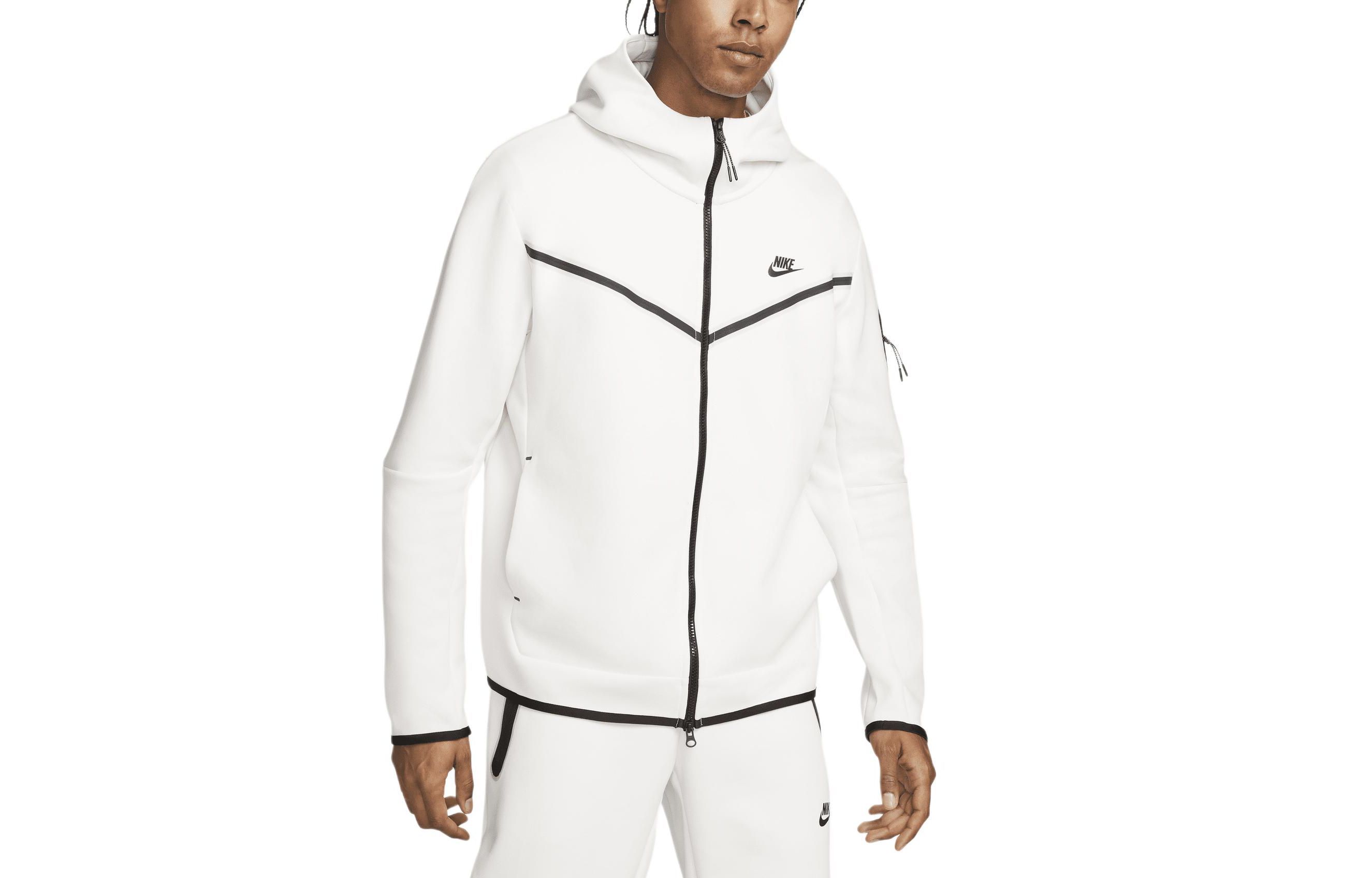 Nike White Hoodie Zip Jacket with Line Logo Print CU4489-030