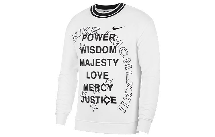 Nike White Pullover Sweatshirt with Logo Print CJ4963-100