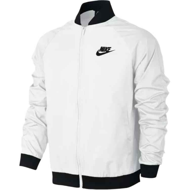 Nike White Solid Logo Print Zip-Up Jacket 832225-100