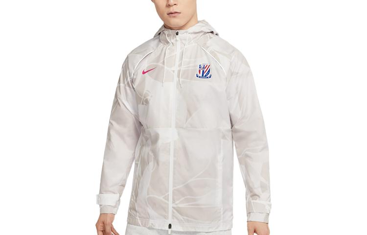 Nike White Waterproof Hoodie Jacket with Logo Print DB9871-101