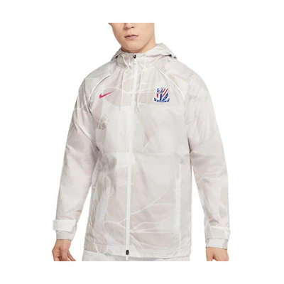 Nike White Waterproof Hoodie Jacket with Logo Print DB9871-101