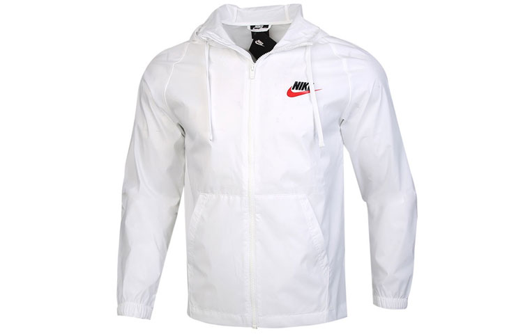 Nike White Woven Hooded Jacket with Large Back Logo - Spring Edition CZ8677-100
